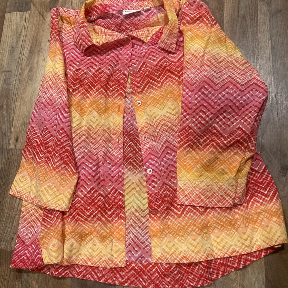 Studio Works Red and Yellow Patterned Shirt
